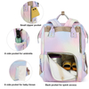 2021 New Design Mommy Nappy Crib with Diaper Pad Stroller Straps Insulated Pocket 3 in 1 Rainbow Diaper Backpack Bag