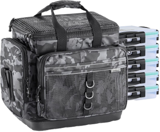 Fishing Tackle Bag Water Resistant Fishing Gear Storage Bag with Rod Holder for Freshwater And Saltwater