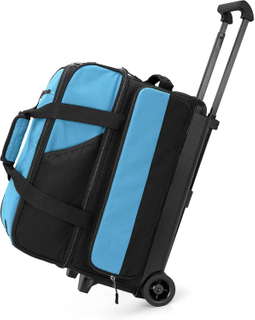 Custom logo Large Capacity 2 Balls Separate Shoe Compartment Trolley Bowling Ball Duffel Bag Bowling Bag with Wheel