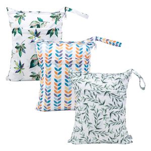 Fashion Washable Baby Travel Beach Gym Bag Waterproof Reusable Wet Dry Bags for Baby Wet Cloth Diapers 3 Pack