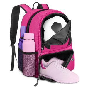 Custom Logo Ripstop Large Capacity Pink Bag Sport Equipment Bags Sports Backpack Soccer Backpack with Shoes Compartment